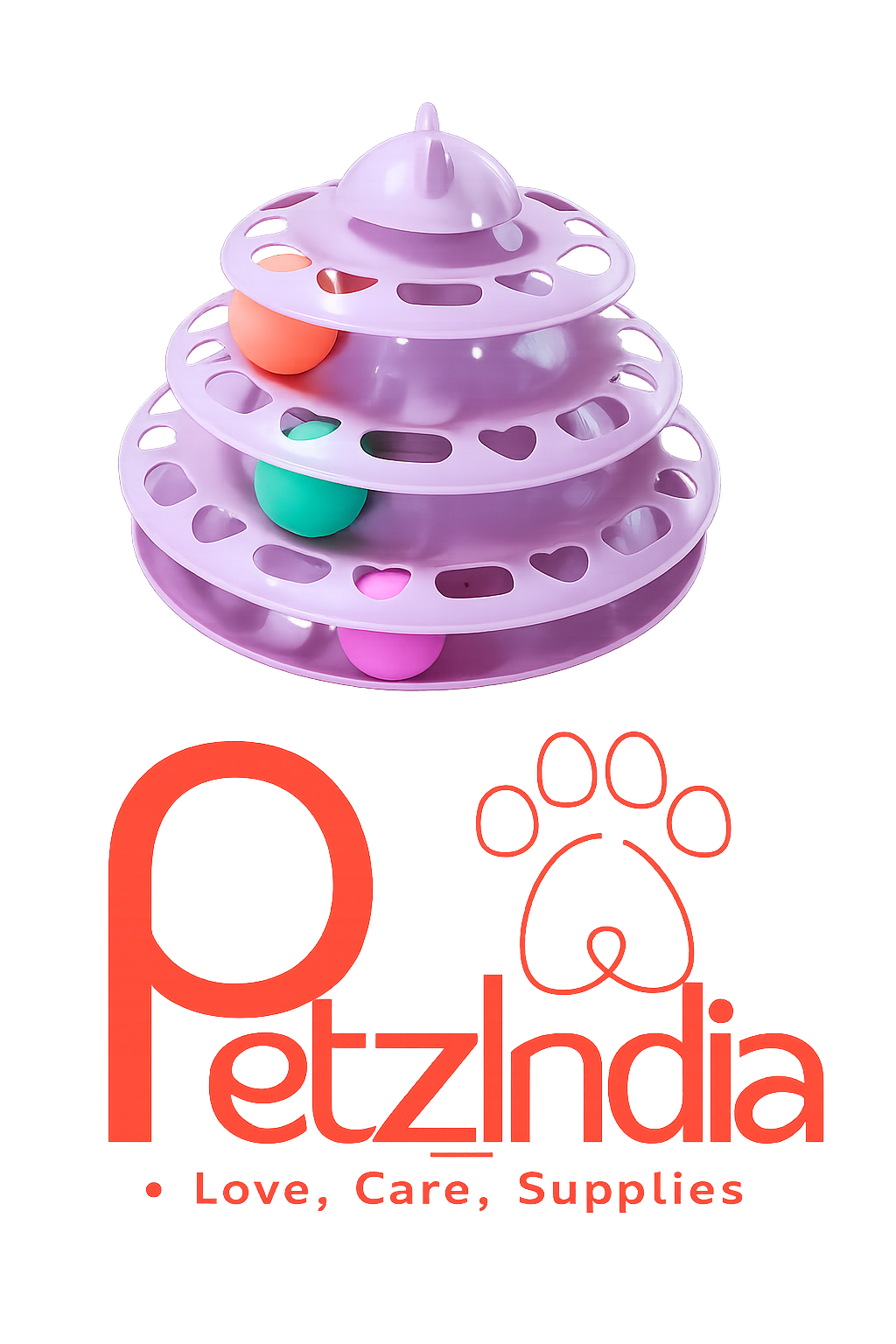 PetzIndia 3-Level Rolling Ball Play Tower for Cats