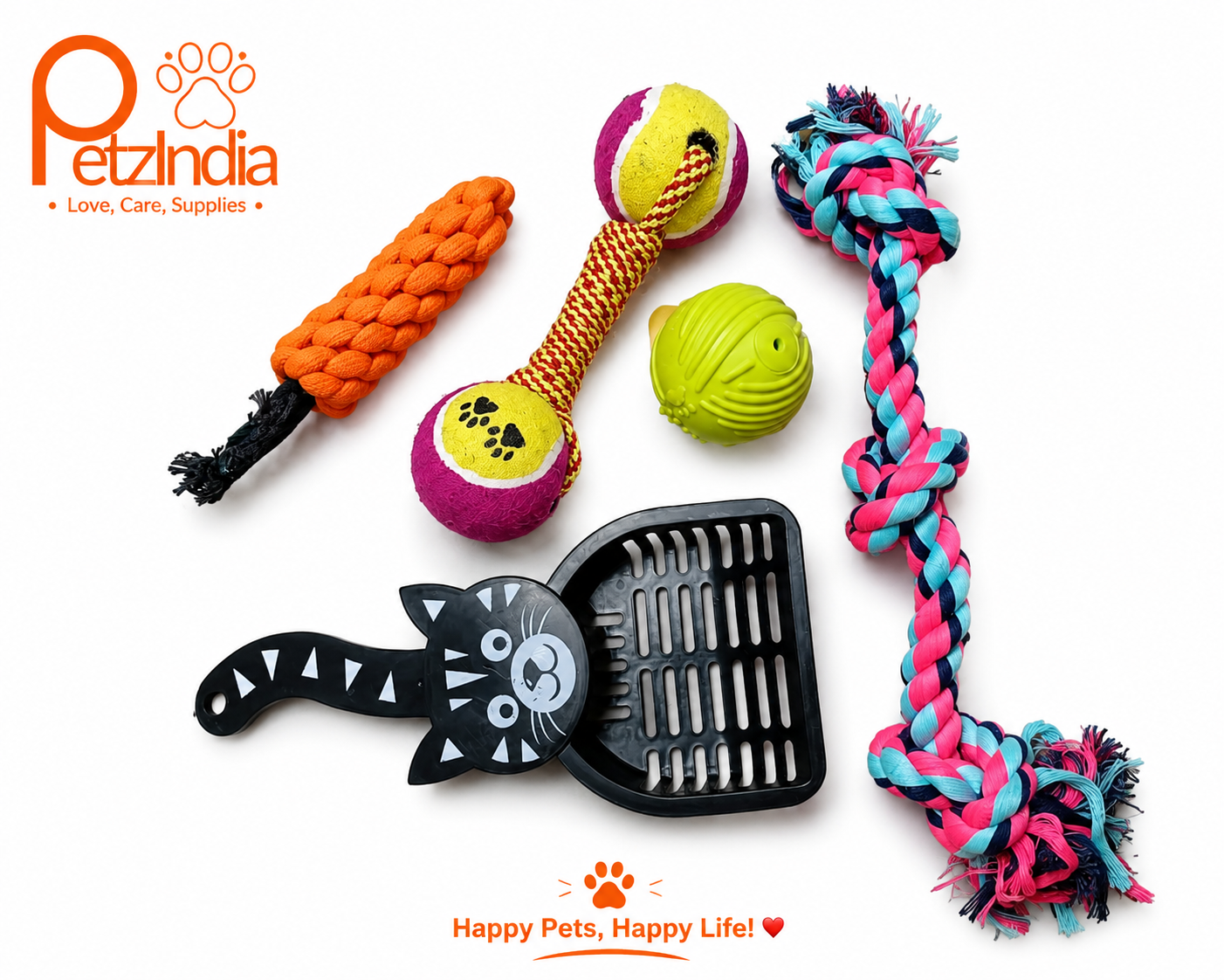 PetzIndia Interactive Pet Toy Combo Pack – 5 Essential Toys for Dogs & Cats