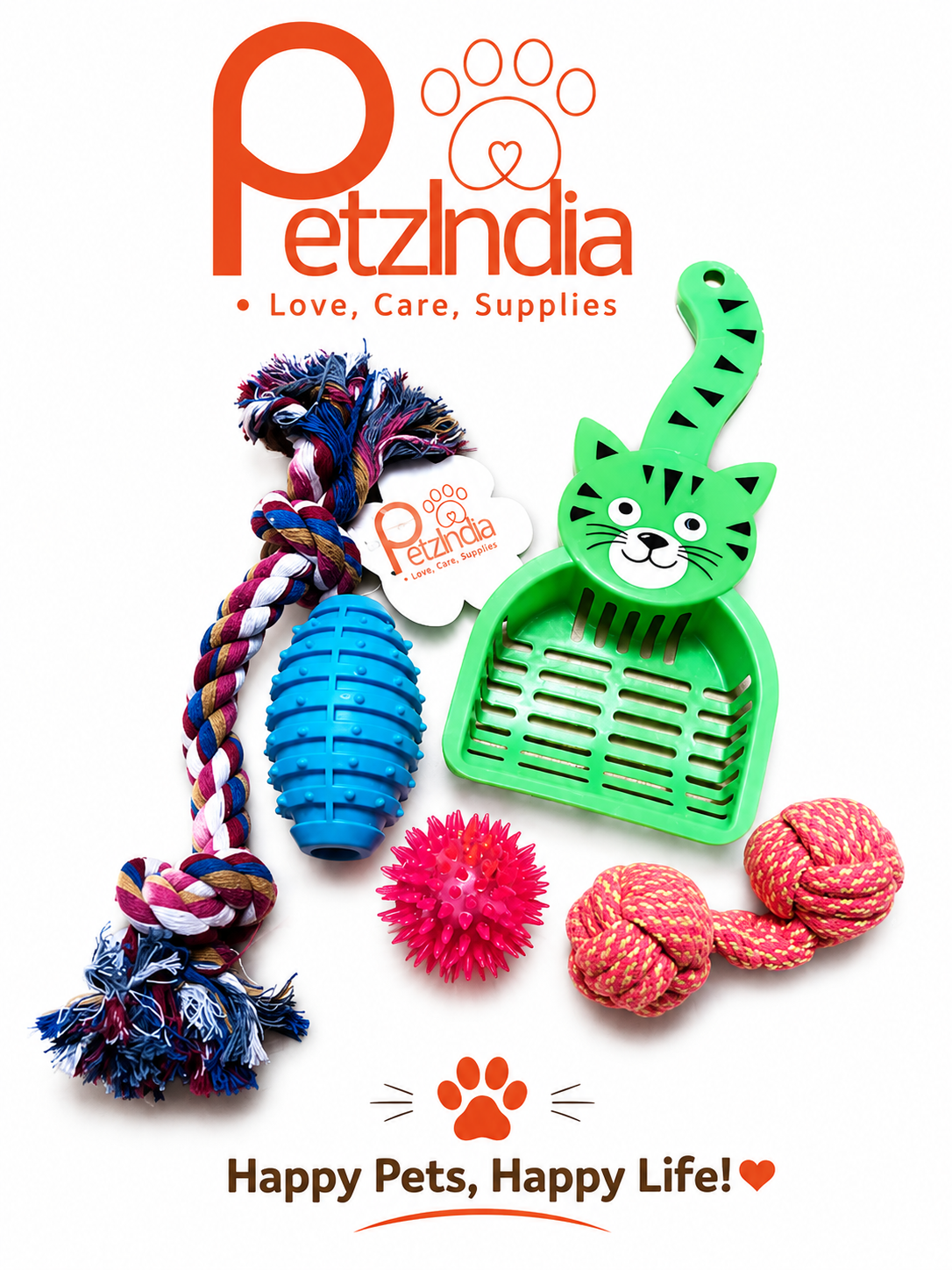 PetzIndia Premium Pet Toy Combo Pack for Dogs & Cats | 5-Piece Interactive Play Set