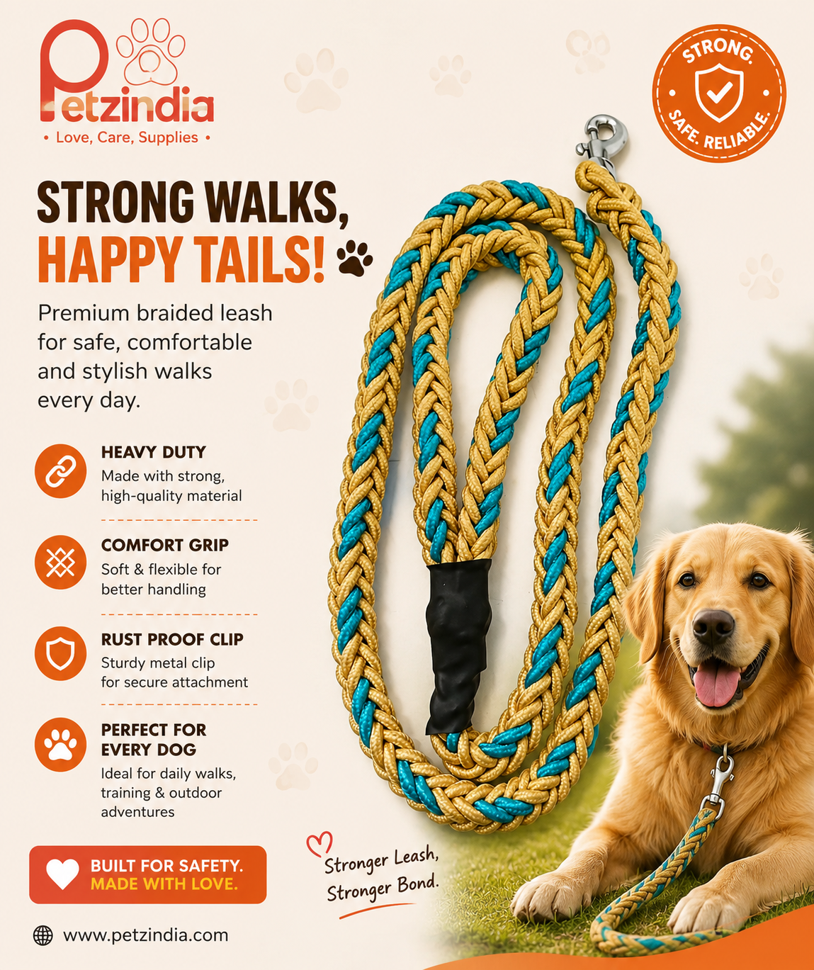 PetzIndia Cotton Thread Rope Lead For Dog