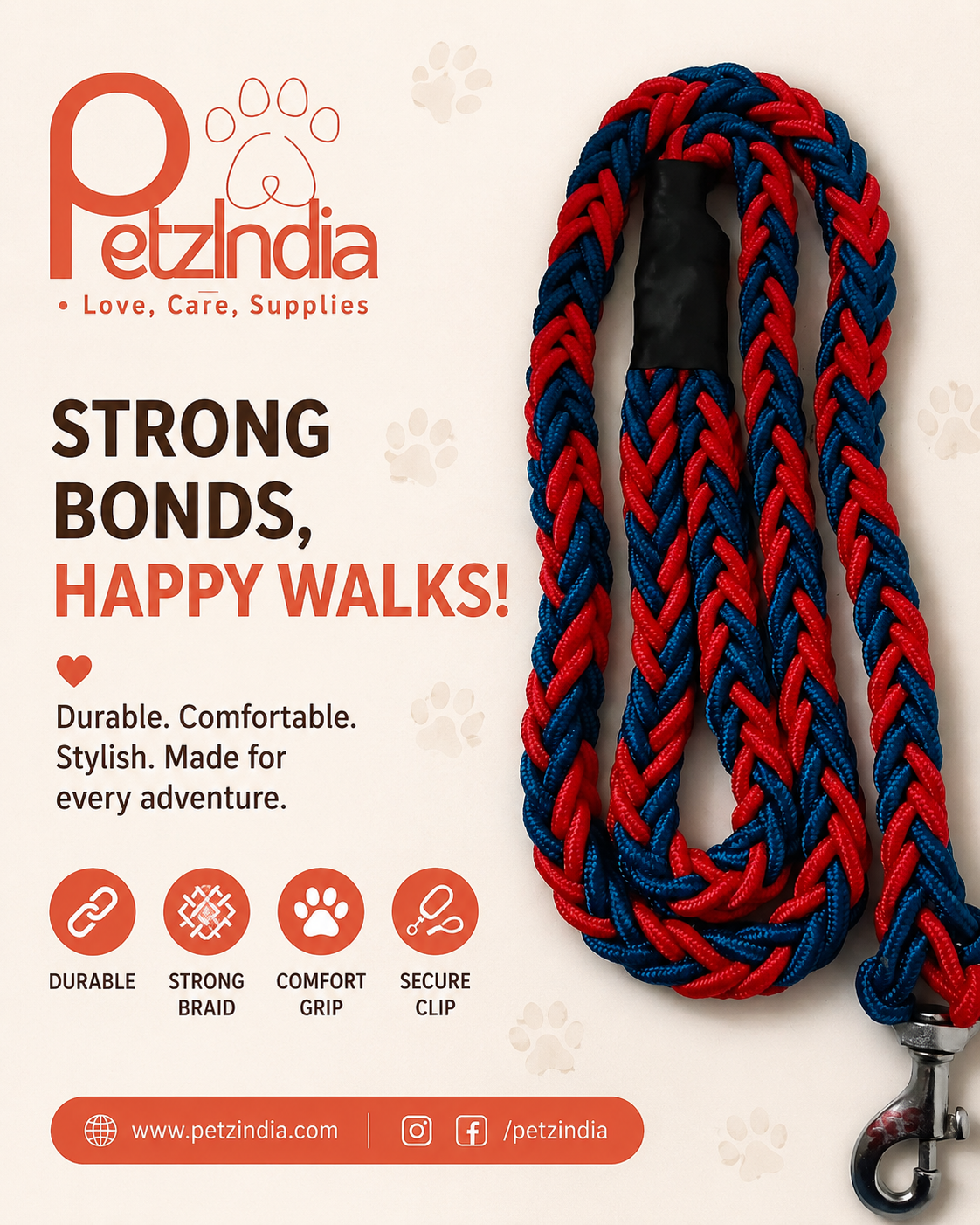 Petzindia cotton thread rope lead for dog