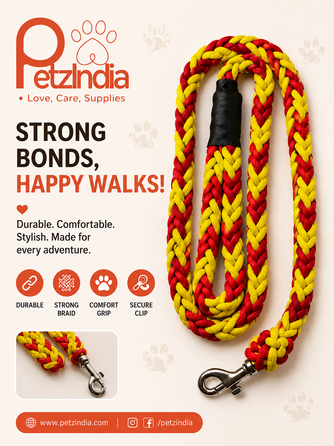 Petzindia cotton thread rope lead for dog