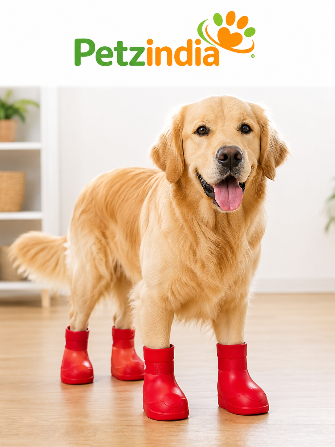PetzIndia Waterproof Anti-Slip Dog Shoes – Soft Rubber Paw Protector Boots (Set of 4)