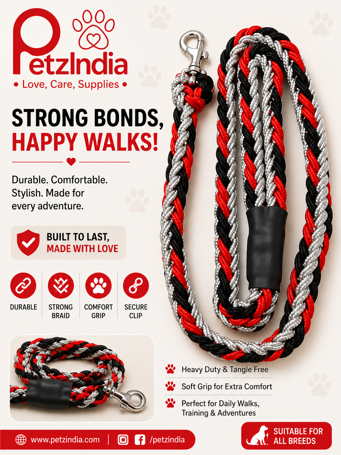Petzindia cotton thread rope lead for dog