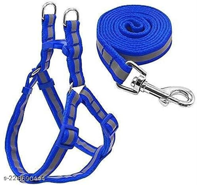 Fabric Harness with 5 Feet Leash for Dog (Multicolor, 0.75 inches) (Set of 1)
