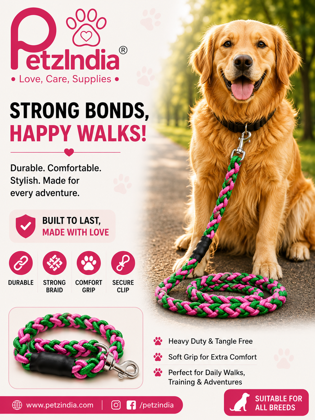 Petzindia cotton thread rope lead for dog